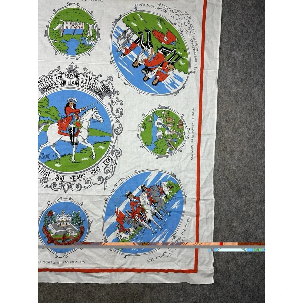 Vintage 1990 Battle of the Boyne Tea Towel William of Orange Irish Linen 33